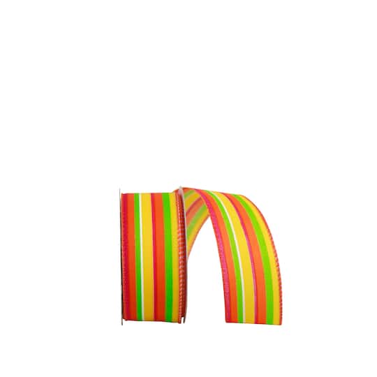 JAM Paper 2.5&#x22; x 20yd. Wired Stripes Bright Combo Ribbon